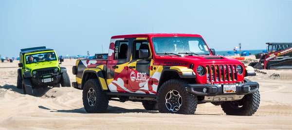 Blog-10-Things-Jeep-Lovers-Enjoy-Doing-Jedco-gladiator-red-beach-sand