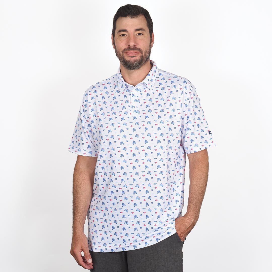 Man wearing Jeep Jedco Polo Shirt