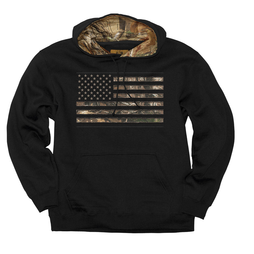 Front of the Buck Wear Camo Stars & Stripes Hoodie