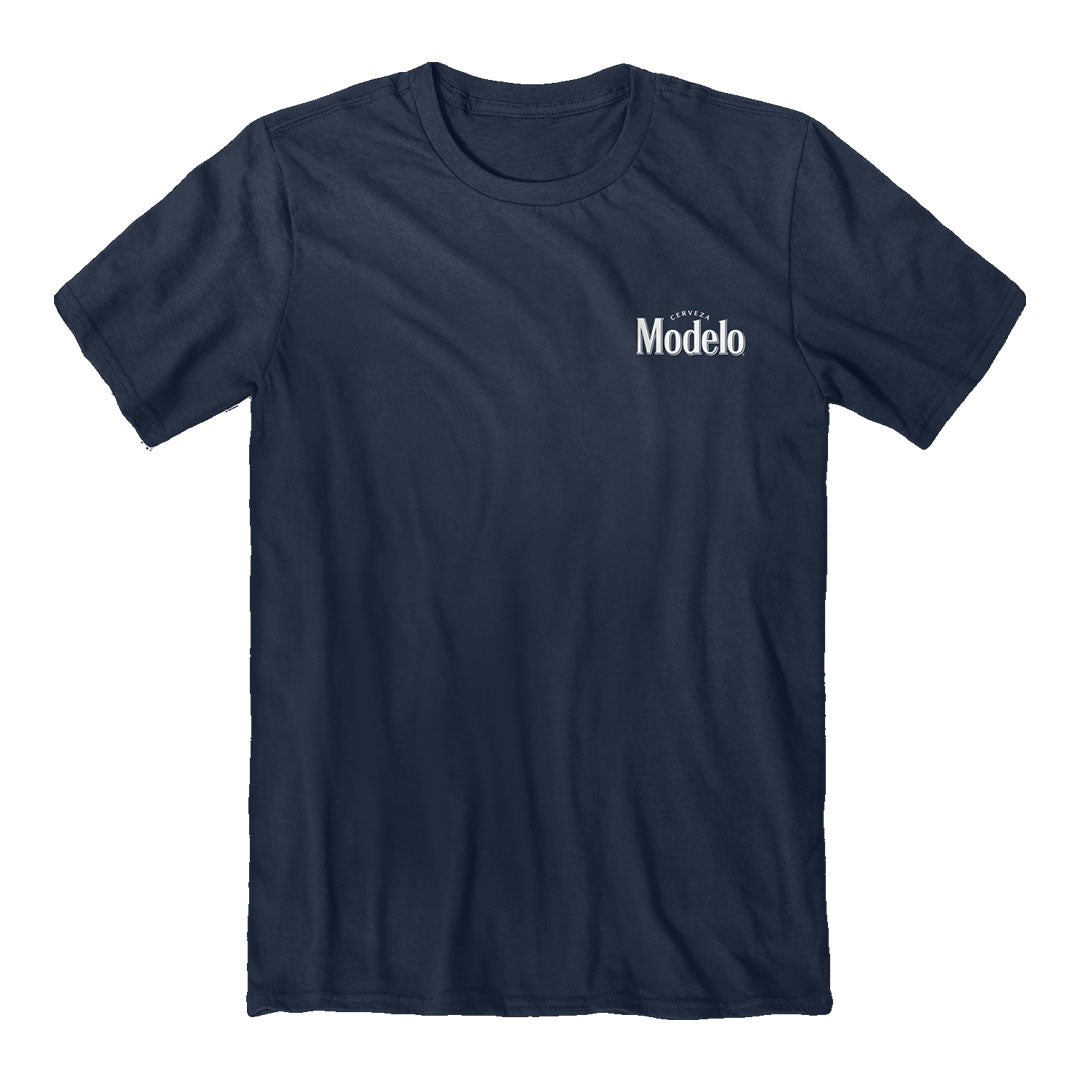 Front of the modelo cow skull tee