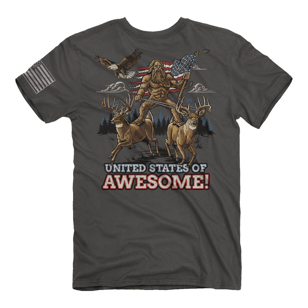 Back of the buck wear squatch US awesome tee.