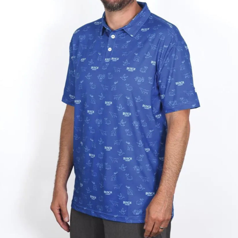 Man wearing the Busch Light - Repeat Teal Polo