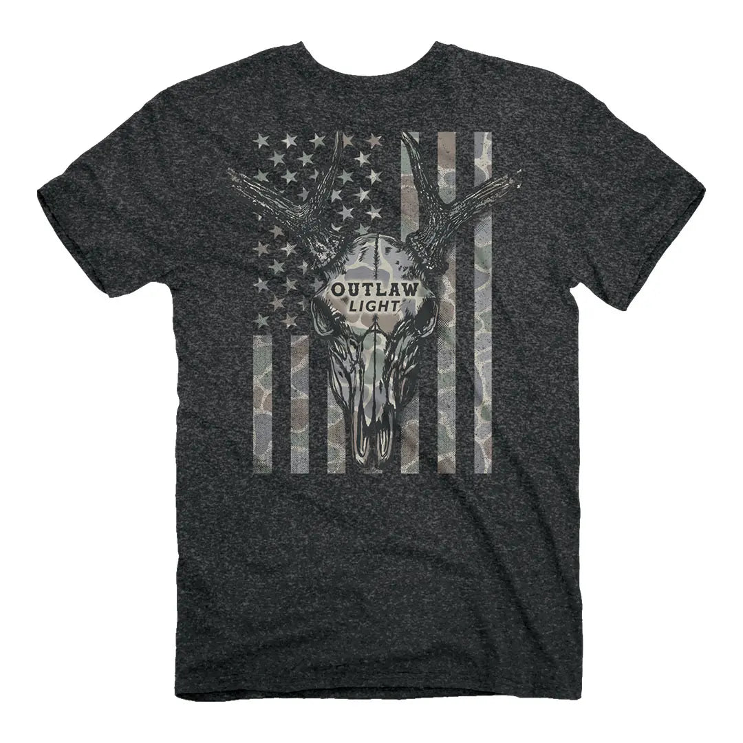 Back of the Outlaw Light - USA Camo Skull T-Shirt