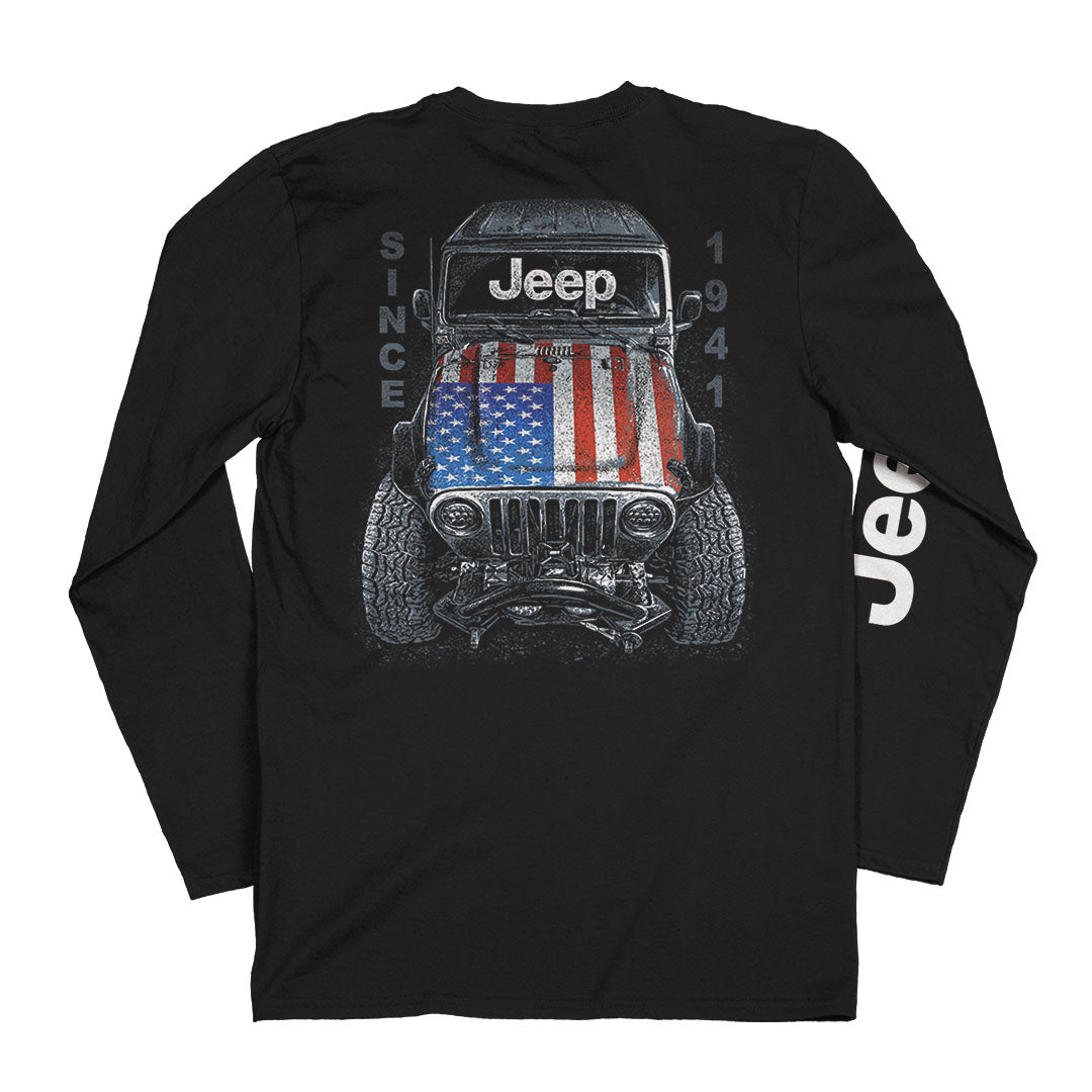 Back of the Jeep - Big USA Long Sleeve Shirt
