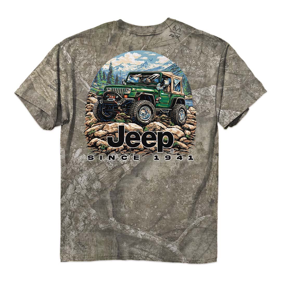 Camo t-shirt with Jeep YJ graphic