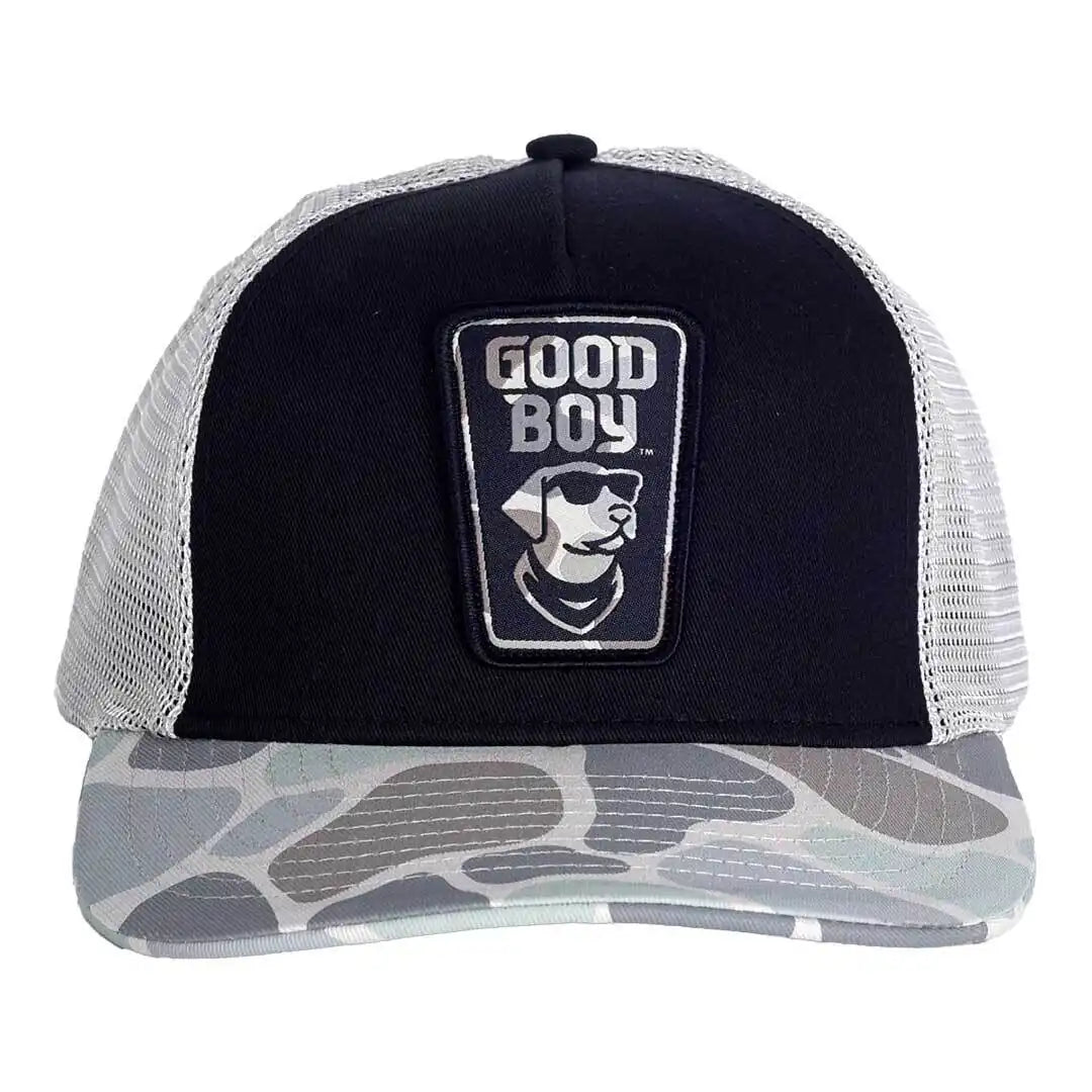 Front of the Good Boy - Camo Logo Hat