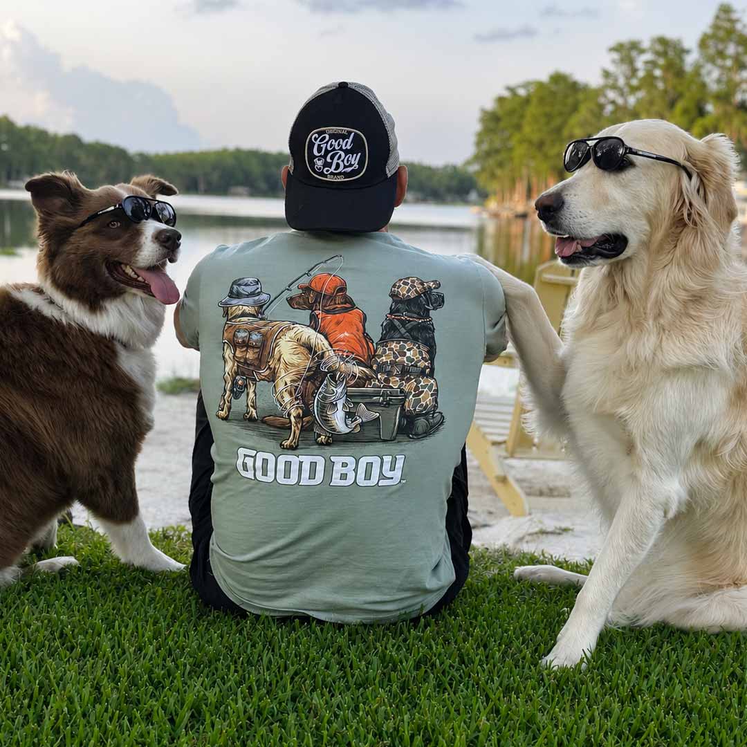 Lifestyle Shot of Man in GB Hunt and Fish T-Shirt