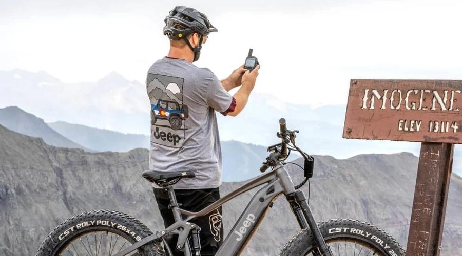 man riding jeep e-bike