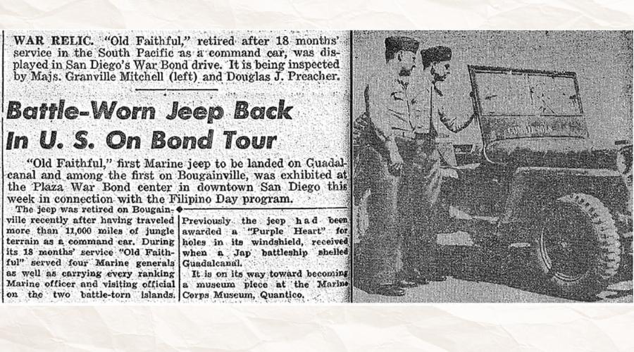 newspaper clipping of jeep old faithful