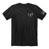 Front of the buck wear eagle dotted shirt with buck wear logo