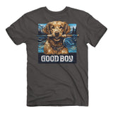 Back of the good boy fly dog tee