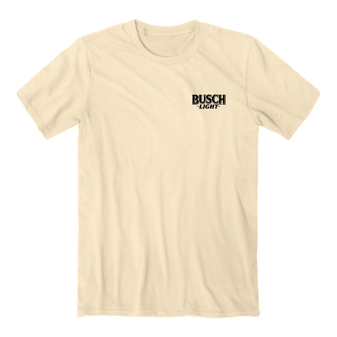 Front of the busch light boat dogs tee