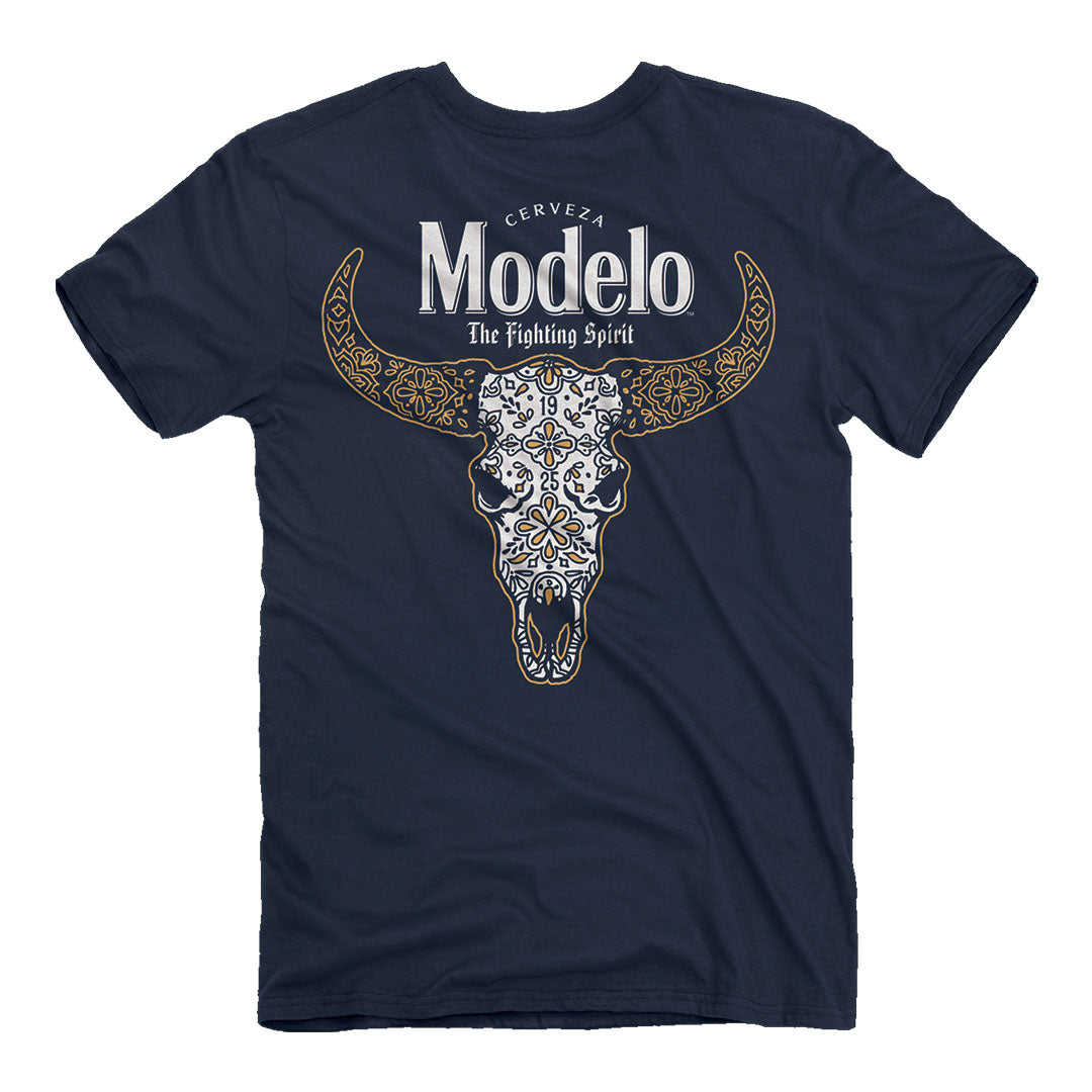 Back of the modelo cow skull tee