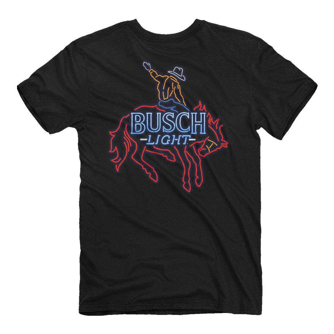 Back of the busch light neon cowboy tee