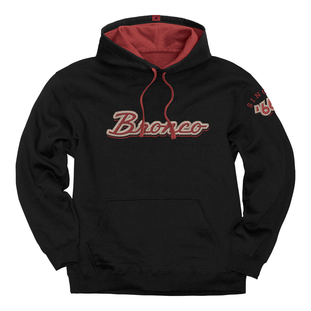 Front of the Ford Bronco Vintage Logo Hoodie