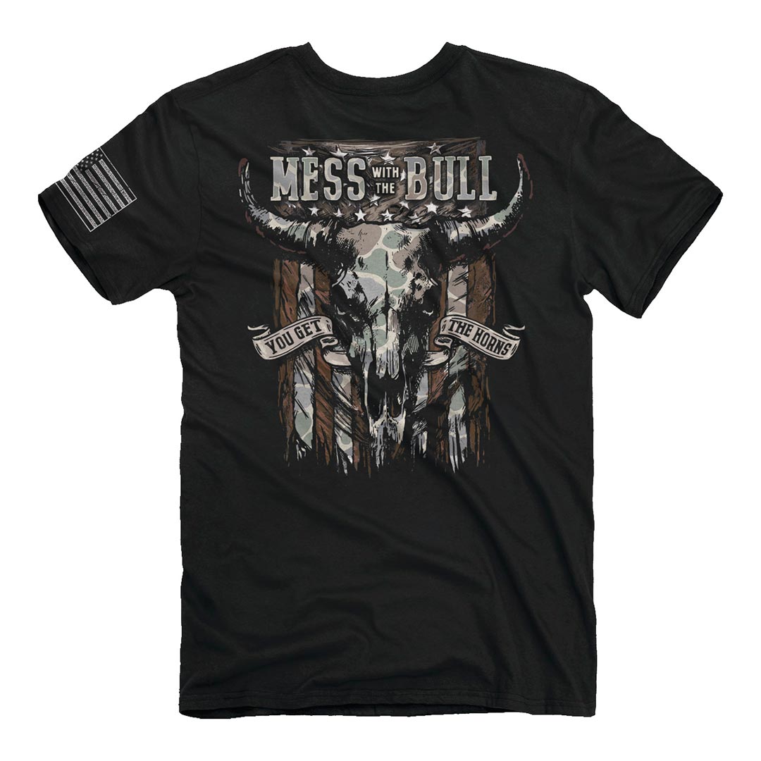 Back of the buck wear bull horns tee.