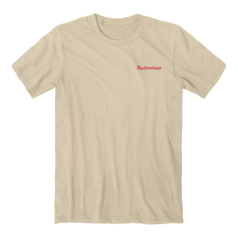 Front of the budweiser clydesdale tee featuring budweiser trademark.