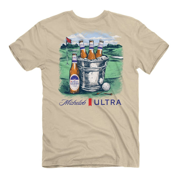 Back of the Golf fore more michelob ultra tee.