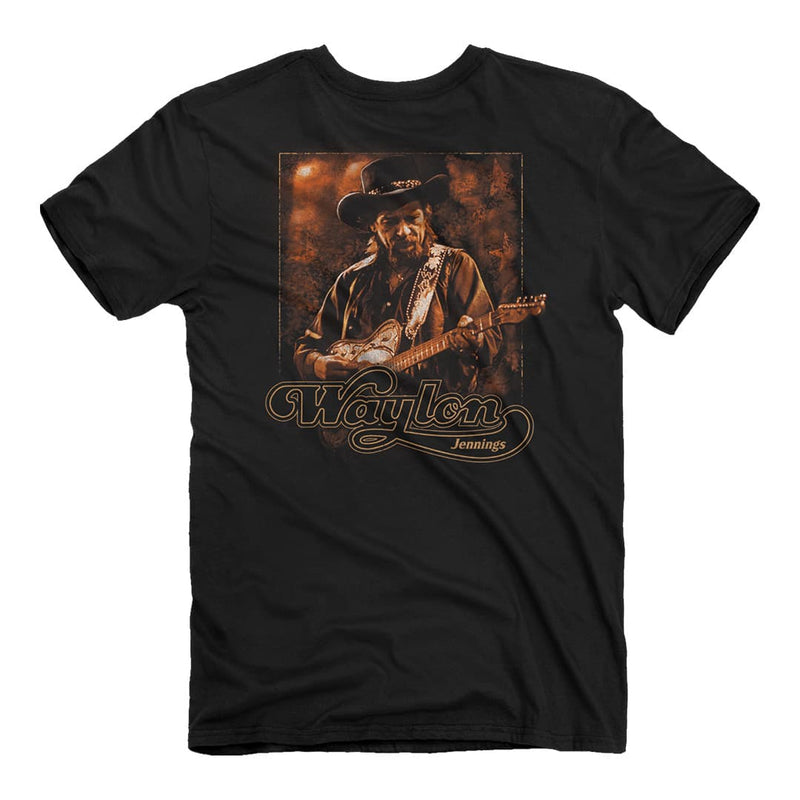 Back of the waylon jennings sepia portrait tee