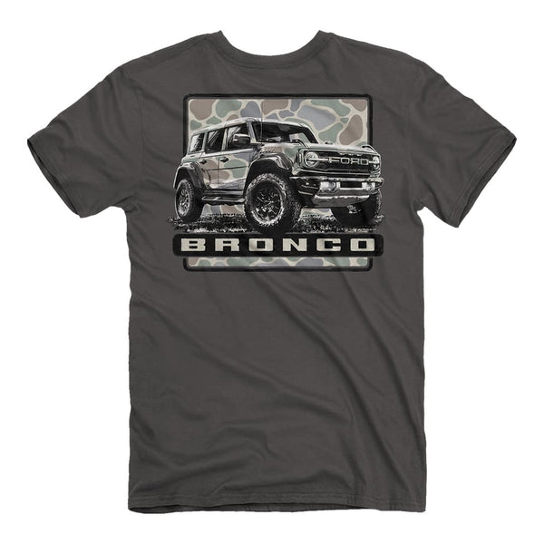 Back of the ford bronco camo crest tee