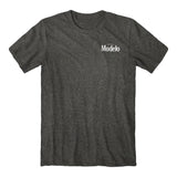 Front of the modelo fighting spirit tee featuring the modelo logo.