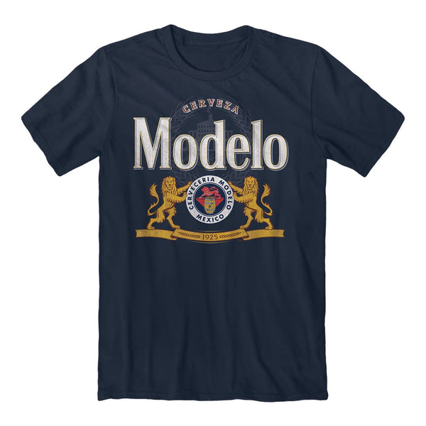 Front of the modelo lion logo tee