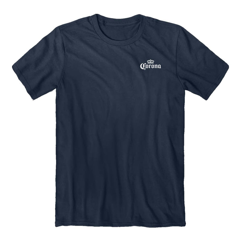 Corona Vintage Palm ree Island navy t-shirt front.