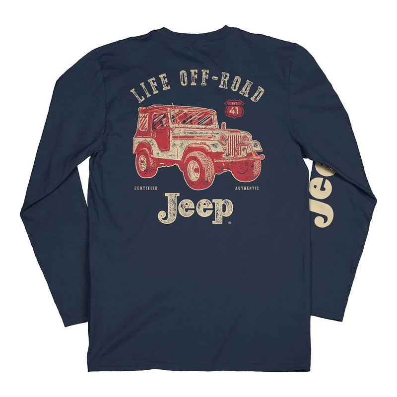 Life off road vintage long sleeve shirt with old school jeep on back