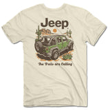 Back of the Trails are calling t shirt with 4 door jeep and jeep logo print