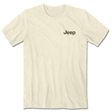 Front of the Jeep trails are calling shirt with jeep logo on upper left chest