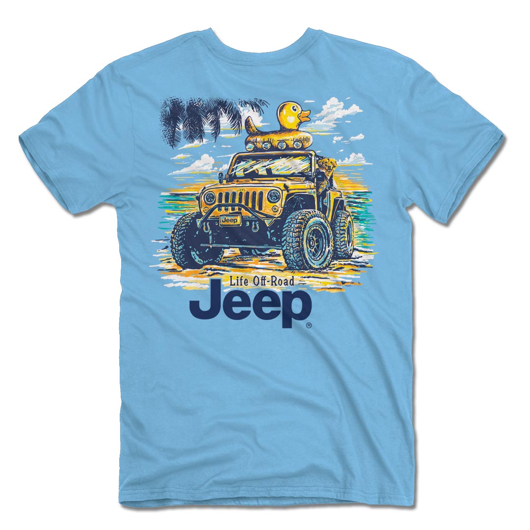 jedco jeep wrangler beach duck and dog t-shirt back