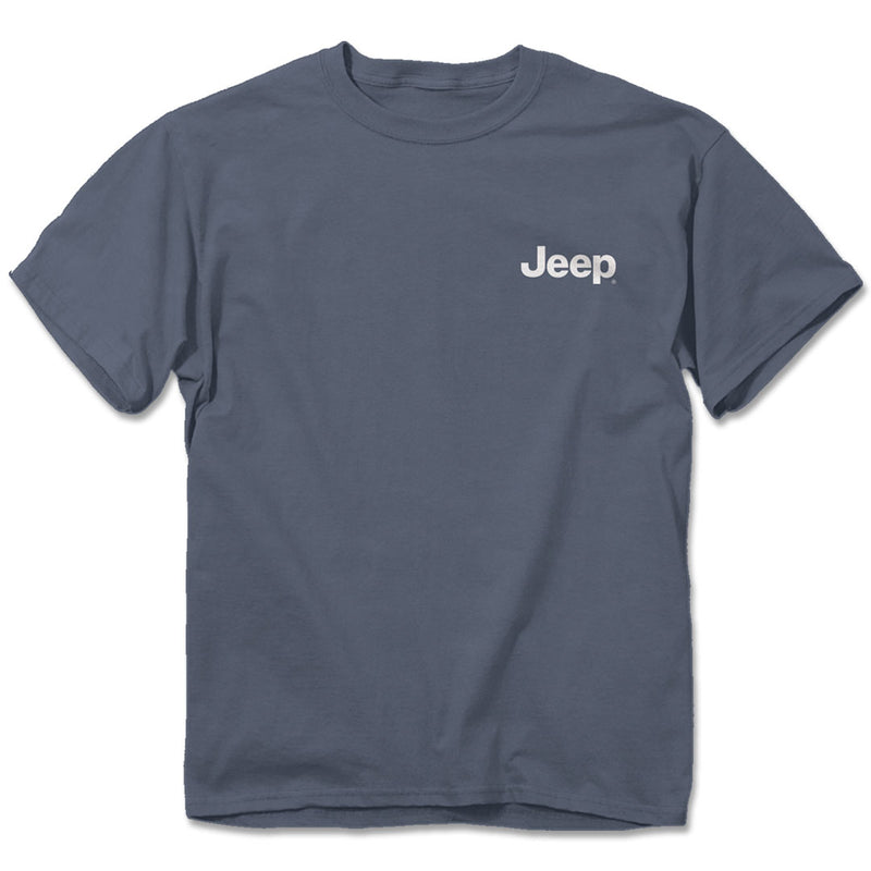 Jeep USA dog tee front print with jeep patch on upper left chest.