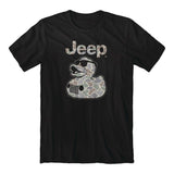 Front Print of Jeep Duck Tee with camo colors and jeep grille