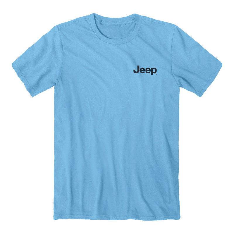 Front of Jeep Beach Easter Egg tee with Jeep patch on upper left chest