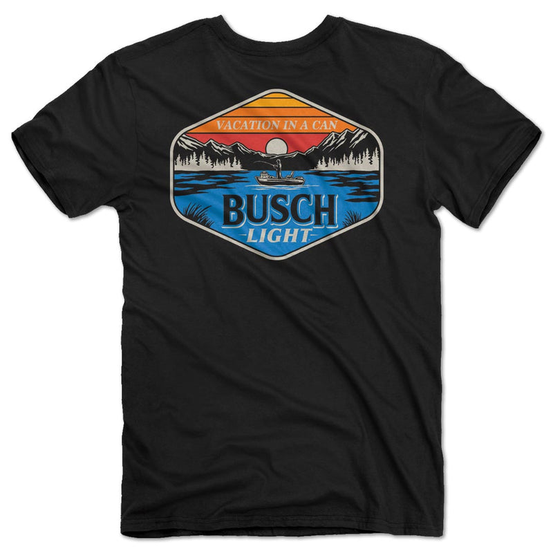 Busch Light Sunset at The Lake Front and Back Print T-Shirt-Large