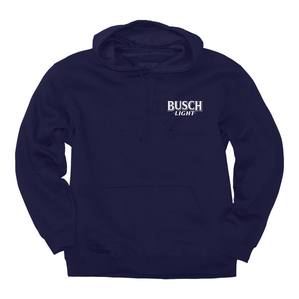 Front of the busch light dog cooler hoodie