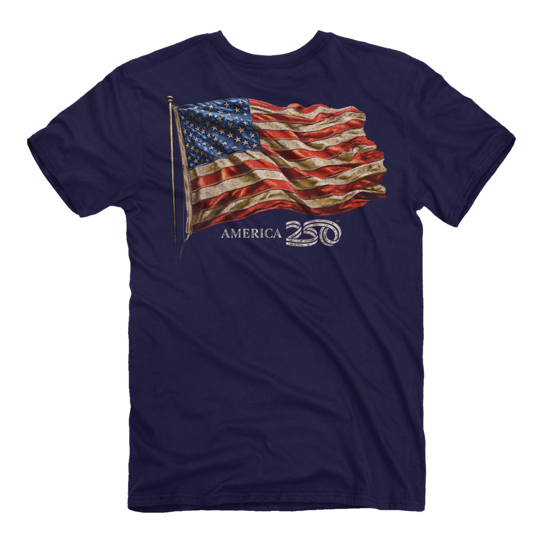 Back of the America 250 - American Flag T-Shirt