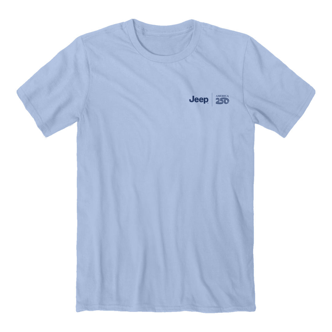 Front of the Jeep x America 250 - Spirit of Adventure T-Shirt