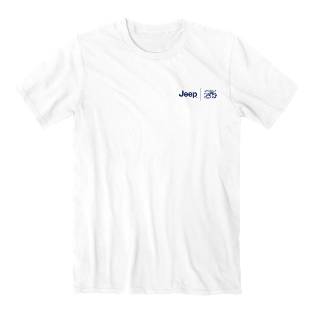 Front of the Jeep x America 250 - USA Rubicon T-Shirt