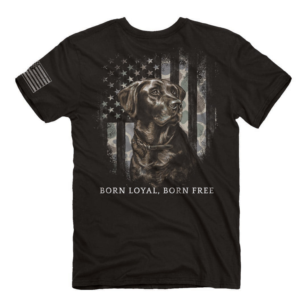 back of the buck wear camo flag lab tee