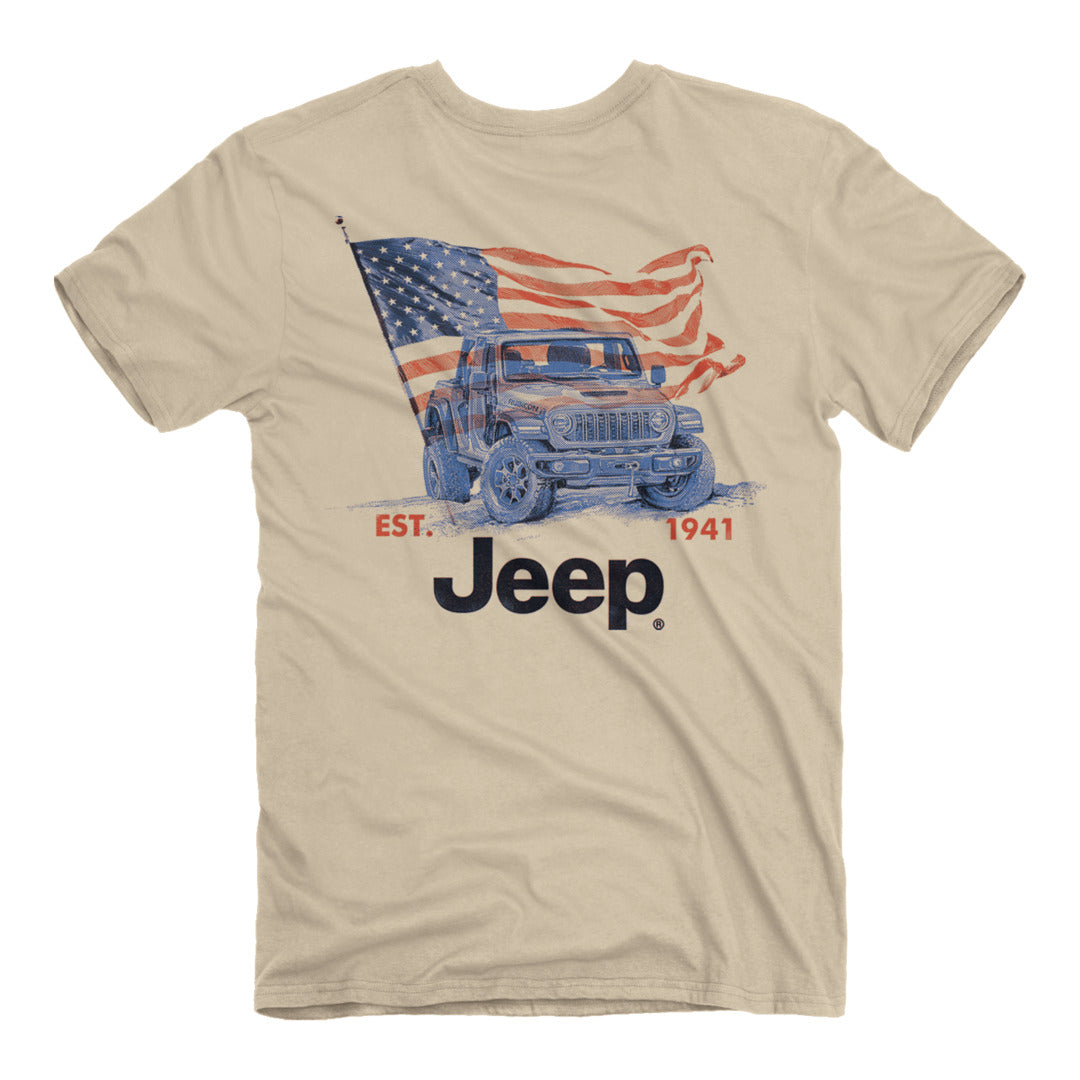 Back of Jeep American Flag T-Shirt