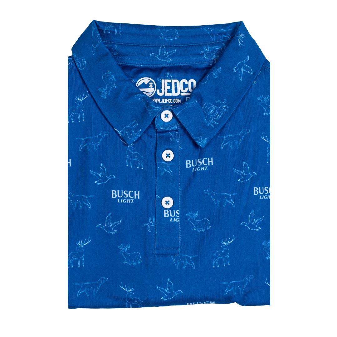 Front of the Busch Light - Repeat Blue Polo