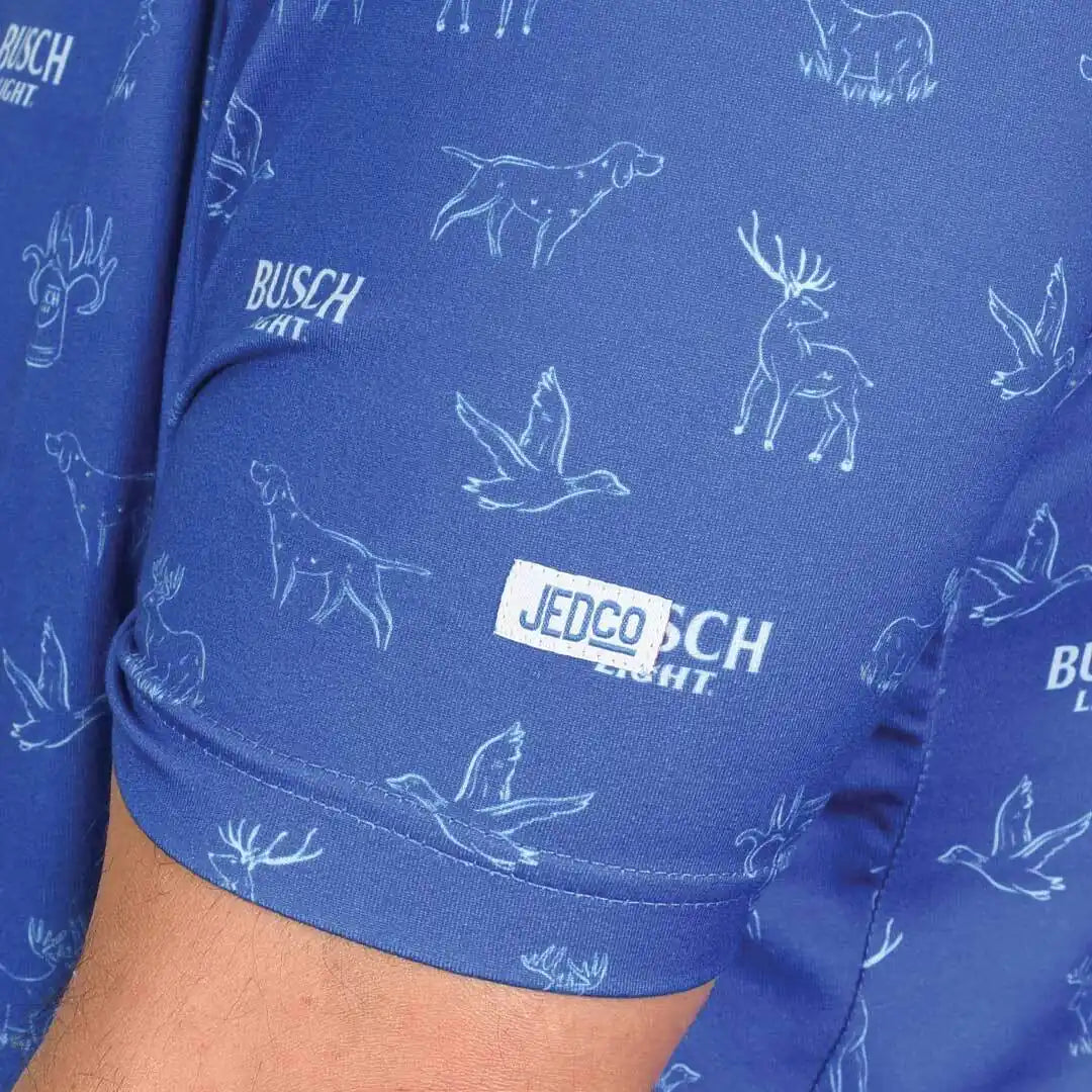 Sleeve of the man wearing the Busch Light - Repeat Teal Polo