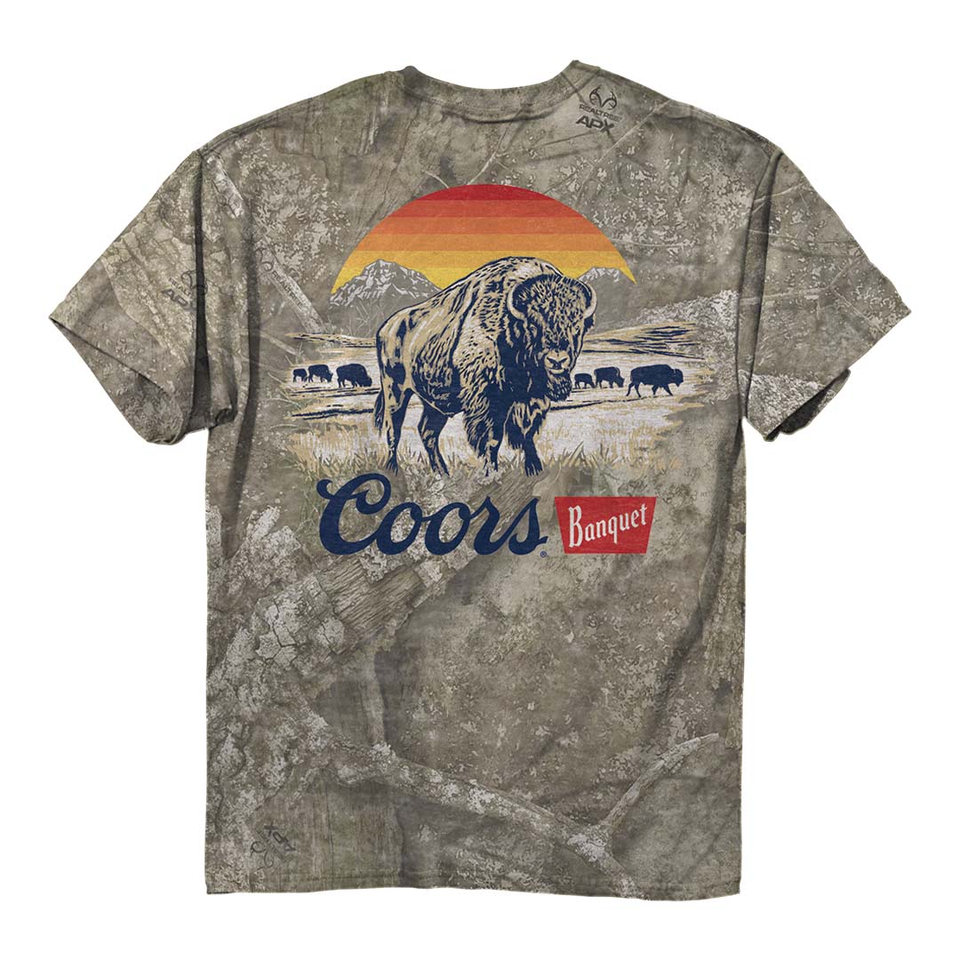 Back of the Coors - Camo Sunset Bison T-Shirt