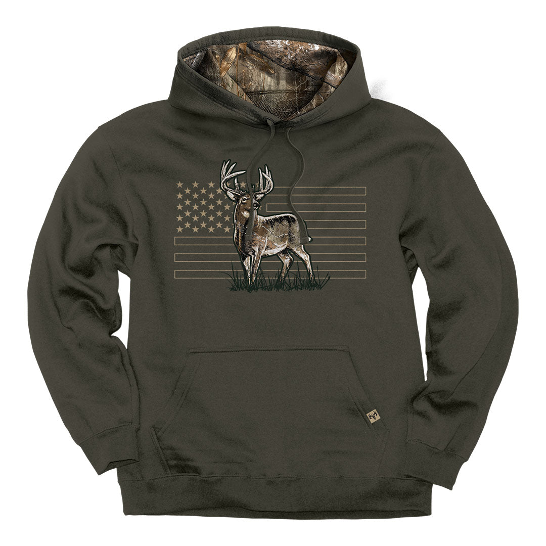Front of the Buck Wear USA Buck Hoodie