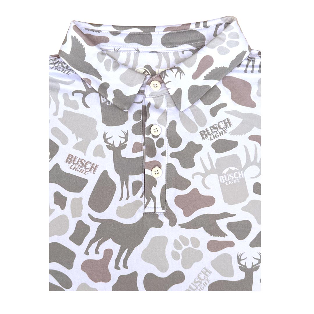Busch Light custom camo repeat polo.