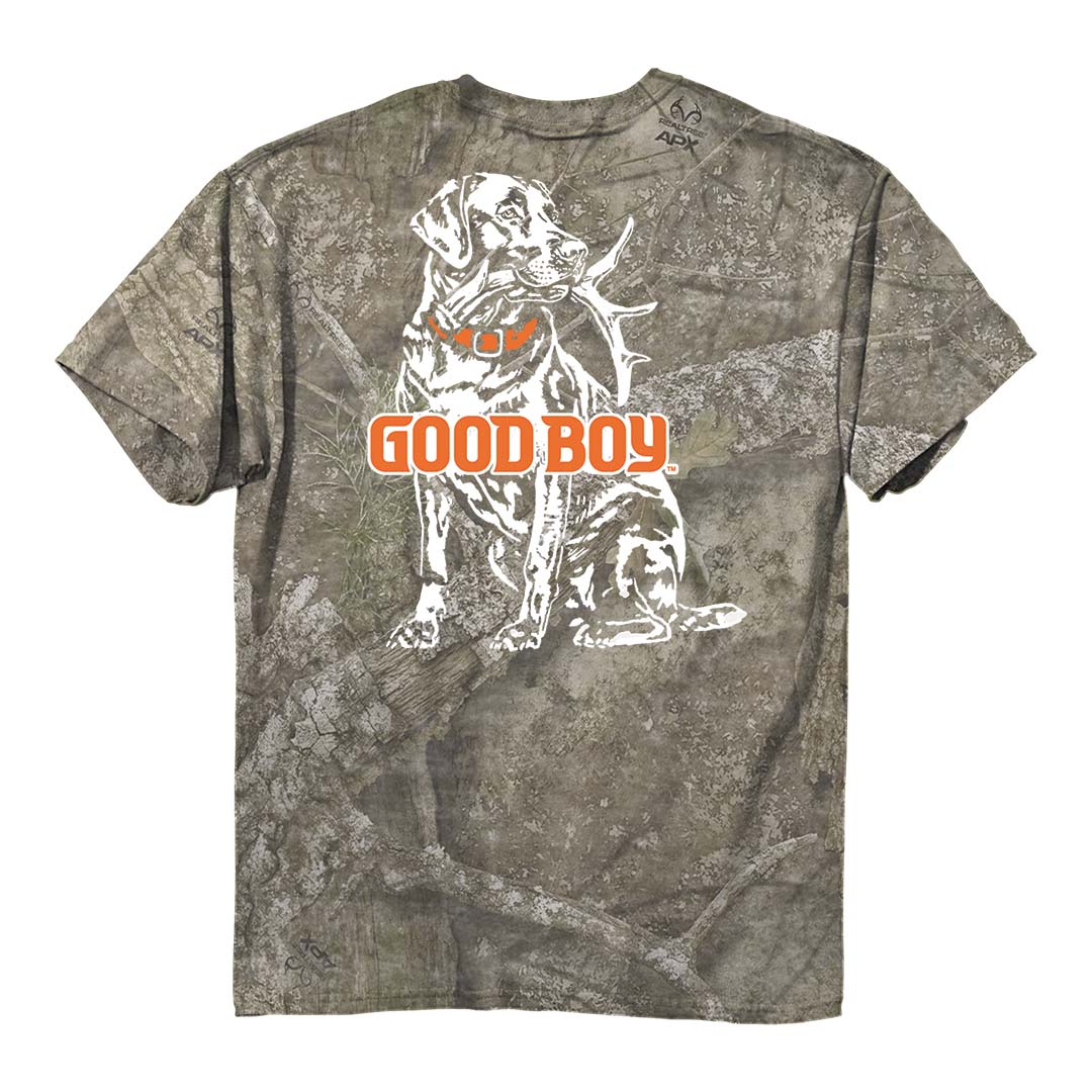 Back of the Good Boy - Camo Dog Shed T-Shirt
