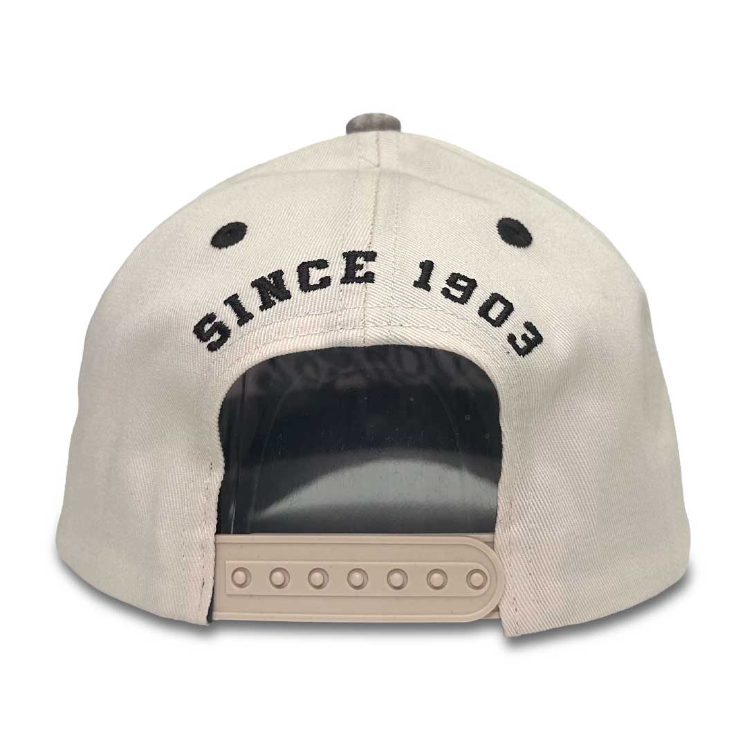 Back of Ford APX Camo Hat. Snap back closure. Since 1903 embroidered on the back.