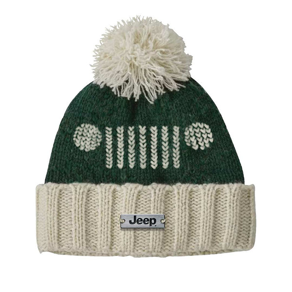 Green Jeep Grille Beanie with Pom