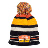 jedco Jeep Patch Pom Beanie black orange yellow and white stripes